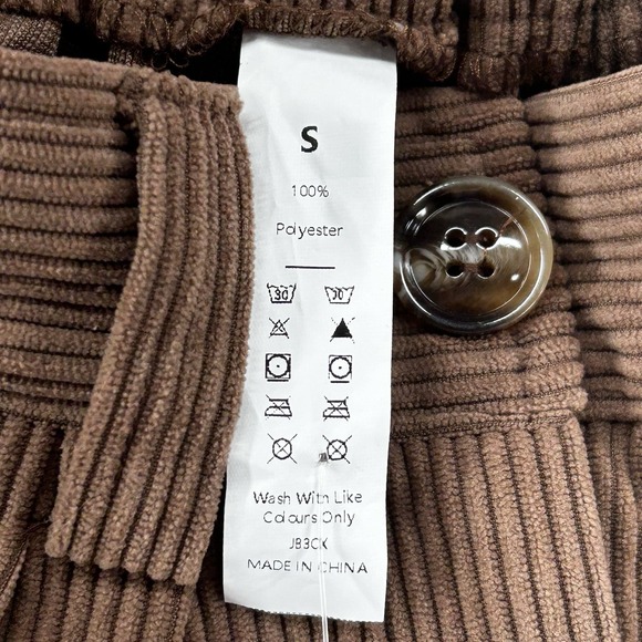 Halara Corduroy Pleated Pants Women Size Small Brown Elastic Waist NEW - Picture 4 of 9